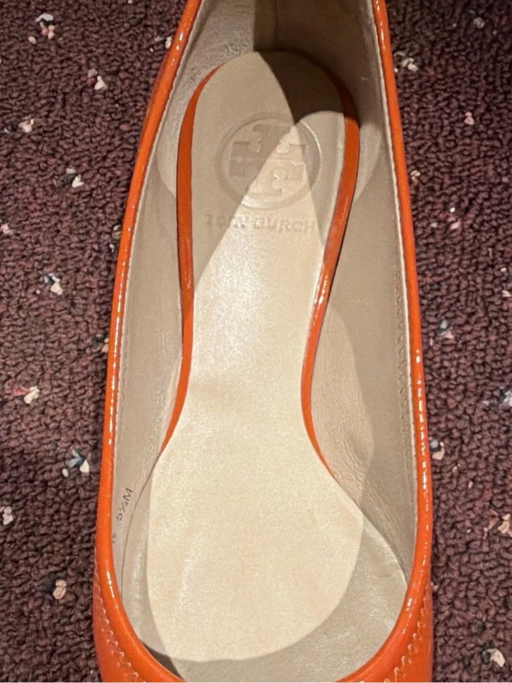 Tory Burch Orange Patent Logo Ballet Flats